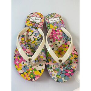 Kate Spade Womens Size 5-6  Multicolor Floral Dot Flip Flop Sandals NWOB